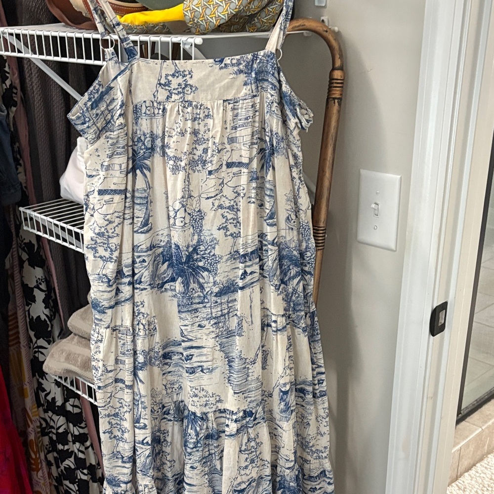 Millibon Blue and Cream Maxi Dress
